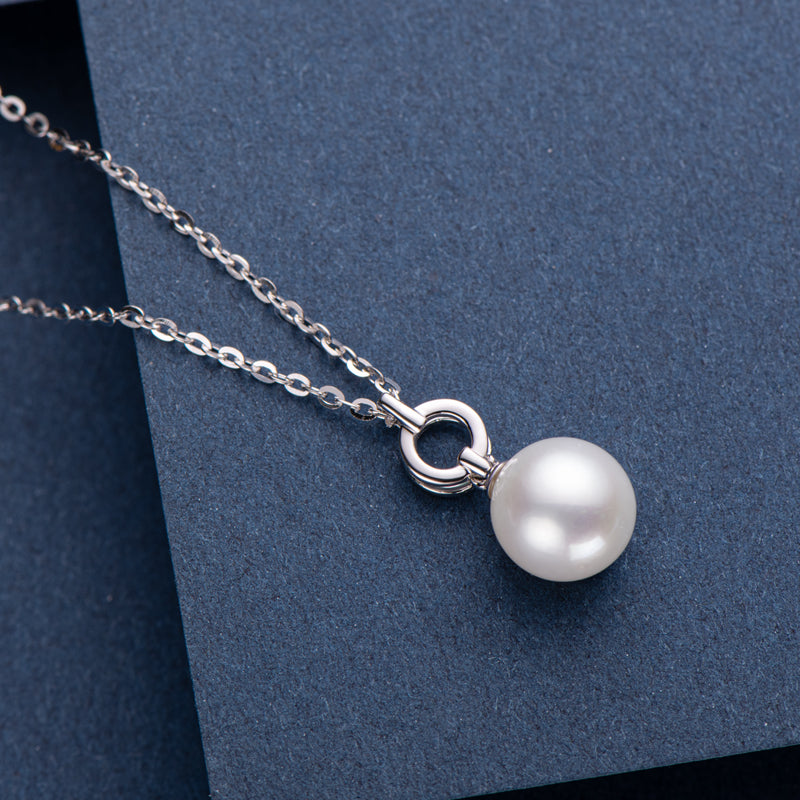 Infinity Circle Geniune White Pearl Pendant Necklace – AINUOSHI